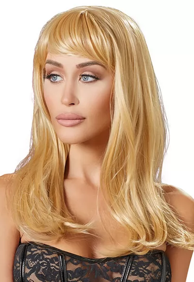 Perruque blonde aux cheveux longs pour vous transformer une irrésistible femme fatale avec cette perruque blonde d'apparence réaliste. Longueur des cheveux de cette perruque sexy environ 45 cm. Matériel: 100% Polychlorid (Vinyl) La perruque peut être ajustée pour un ajustement antidérapant.  Important: ne pas utiliser de pince à friser ou à...