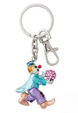 Porte clef clown à strass.  Petit cadeau mignon et utile, porte clés émaillés et strassés.  Hauteur du porte clé 12 cm, clown 5 cm.