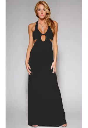 Robe longue noire épaules nues