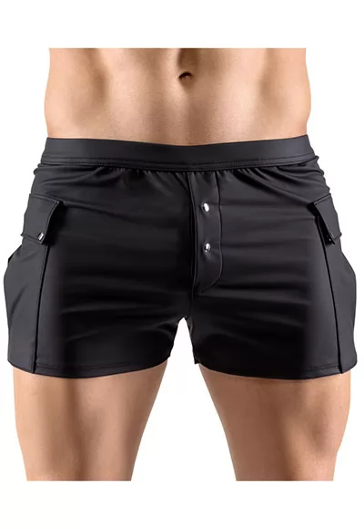 Short sexy décontracté avec poches ! Le short ample noir de Svenjoyment est confectionné dans un matériau légèrement extensible avec une finition d'aspect mat. Ce short sexy pour homme est stylé avec une rangée de boutons pression sur le devant. Il y a également 2 grandes poches sur les côtés et 2 poches sur les fesses. Toutes les poches...