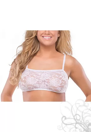 Soutien gorge bandeau en dentelle blanche à bretelles réglables.  1 pièce  Soutien gorge en dentelle disponible également en noir ou en rouge dans votre boutique lingerie raffinée sexy A Mes Amours.