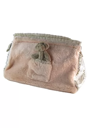 Trousse de toilette rose avec ourson