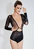 Body en résille décolleté plongeant Noir