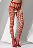 Collants ouverts large résille Rouge