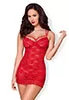 Nuisette dentelle string Rouge 860