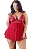 Nuisette rouge bonnets fendus grande taille