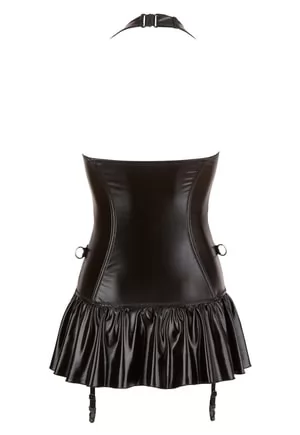 Robe seins nus cuir simili à jarretelles