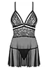 Babydoll dentelle string Noir 838