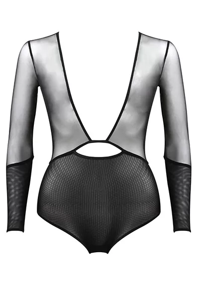 Body en résille décolleté plongeant Noir