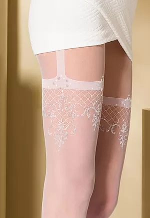 Collants Blanc effet jarretelles 20 Den