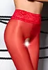 Collants ouverts 30 Den taille dentelle Rouge