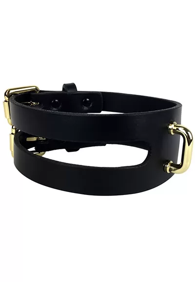Cut out Choker Cuir Noir