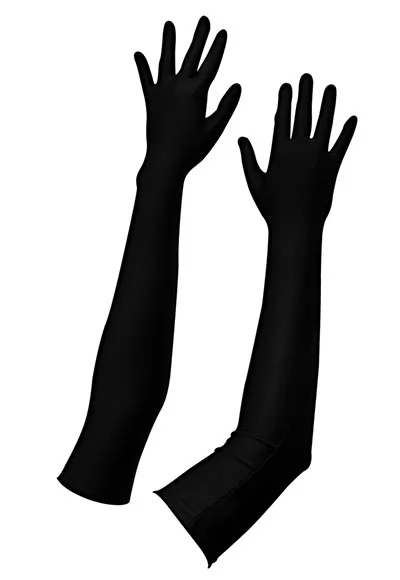 Gants longs noirs satin stretch