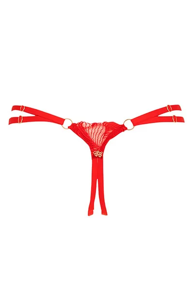 Libertine String ouvert rouge