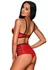 Lingerie culotte cuir simili rouge Leatheria 2pc