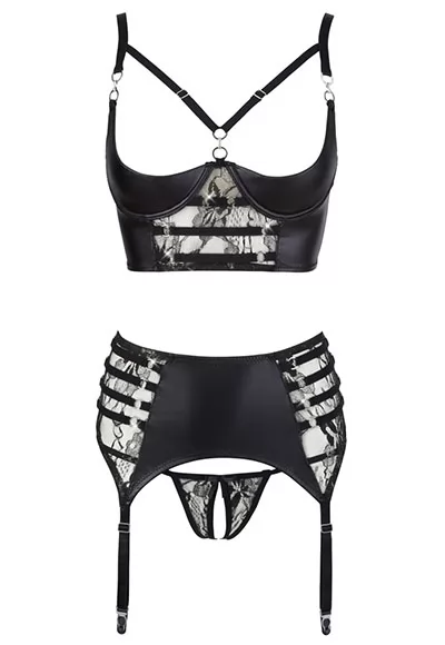 Lingerie ouverte bustier et jarretelles
