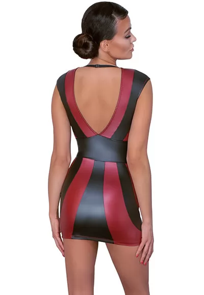 Robe moulante sexy à rayures noire et rouge