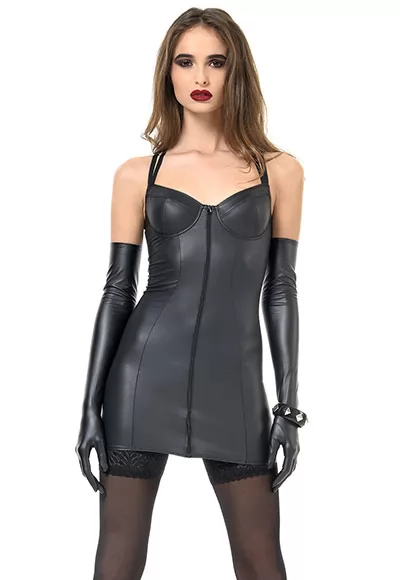 Robe Rosa corset dos lacé cuir simili