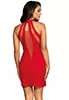 Robe sexy rouge décolleté transparent