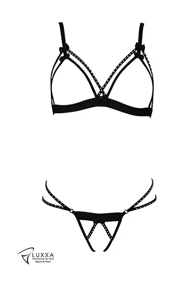 Soutien gorge et String ouverts Guimauve
