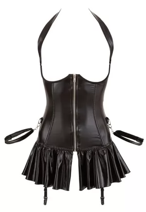 Robe seins nus cuir simili à jarretelles