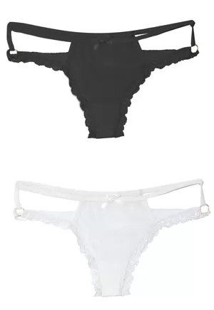 Tanga en voile noir multi brides