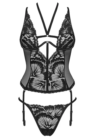 Alessya Corset et string noir