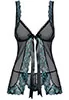 Babydoll transparente Amanta Noir Turquoise