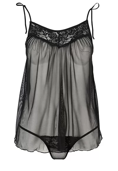 Babydoll transparente Melania Noir