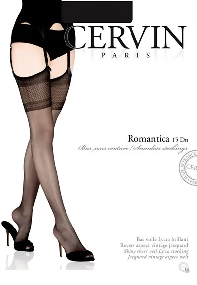 Bas Romantica noir voile extensible