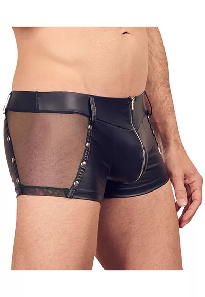 Boxer wetlook zip insert transparent