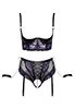 Bustier seins nus culotte dentelle violette wetlook