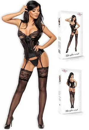 Corset effet cuir noir Marilyn 2p