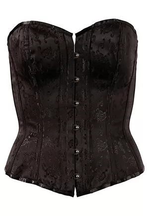 Corset noir motif brocart 4 jarretelles