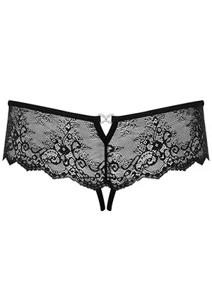 Culotte tanga ouvert noir Merossa