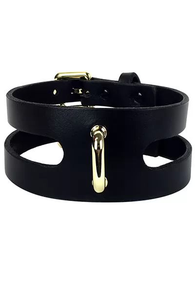 Cut out Choker Cuir Noir