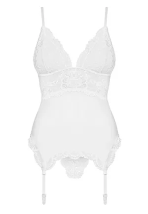 Guêpière dentelle string Blanc 810