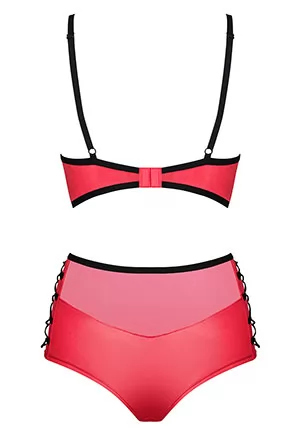 Lingerie culotte cuir simili rouge Leatheria 2pc