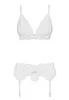 Lingerie dentelle jarretelles 3 pcs Blanc 810