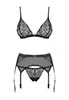 Lingerie dentelle jarretelles 3 pcs  Shibu Noir