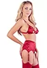 Lingerie ouverte rouge soutien gorge jarretelles 3p