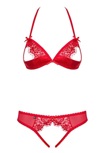 Lingerie ouverte Rouge Soutien gorge string 870