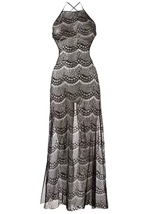 Robe longue transparente fendue clubbing