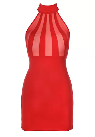 Robe sexy rouge tulle transparent
