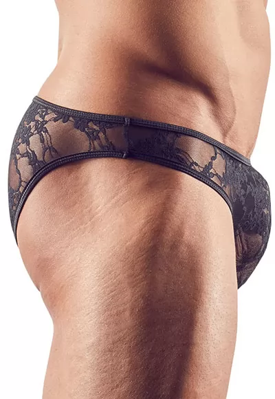 Slip noir dentelle pour homme