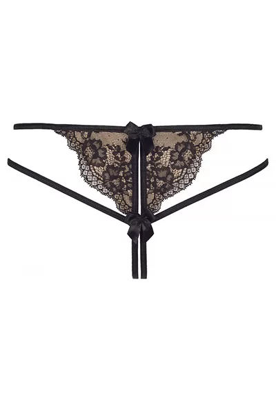 String ouvert beige noir Peanut Tarte