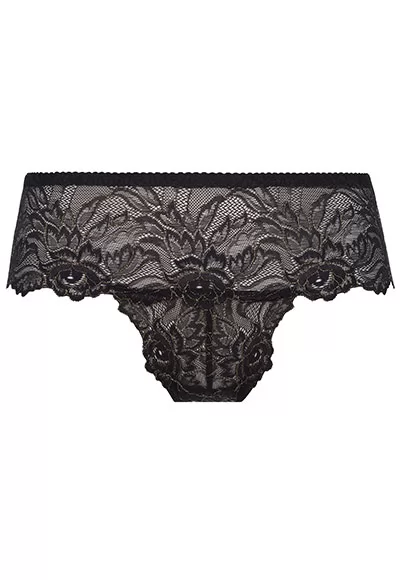 Tanga dentelle noir et or