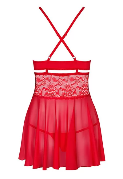 Babydoll dentelle string Rouge 838