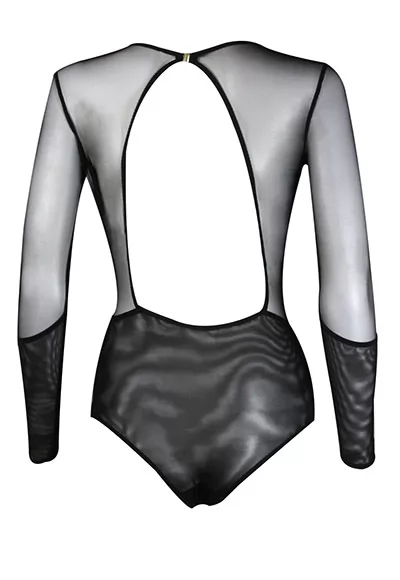 Body en résille décolleté plongeant Noir