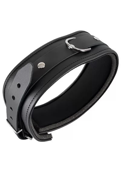Collier large en cuir avec anneau